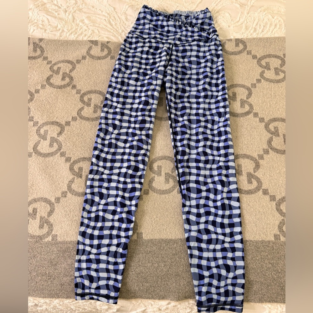 Aerie High-Waist Blue Check Leggings - Picture 2 of 9